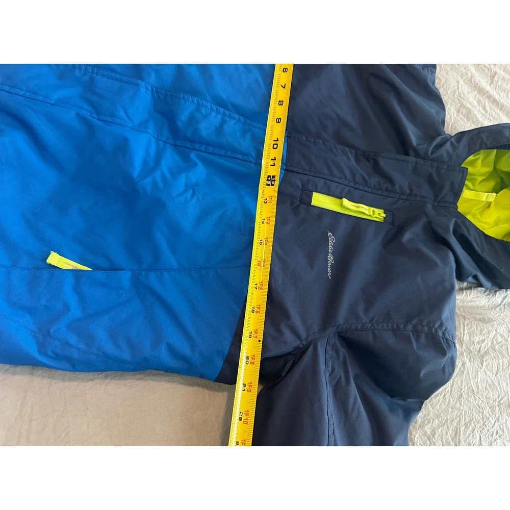 Eddie Bauer Kids Blue Colorblock Hooded Winter Jacket insulated ski L 14 likenew